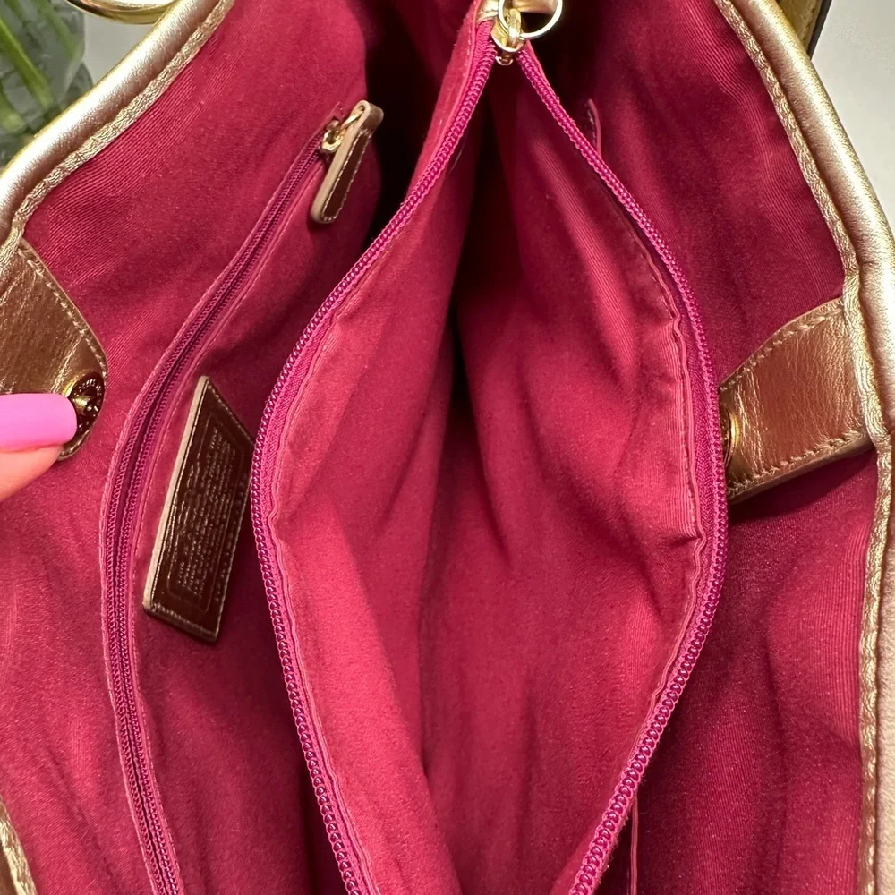 Coach Peyton Tattersall Plaid Rainbow White Shoulder/Tote Bag